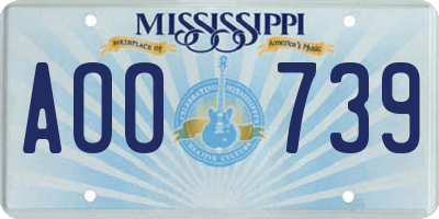 MS license plate AOO739