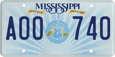 MS license plate AOO740