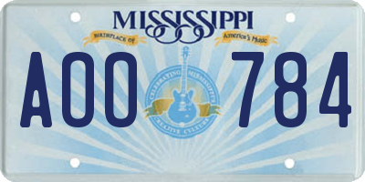 MS license plate AOO784