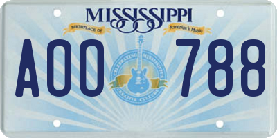 MS license plate AOO788