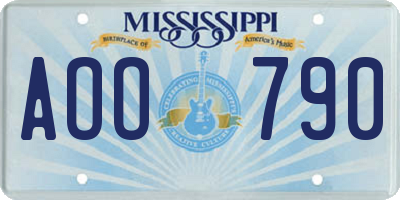 MS license plate AOO790