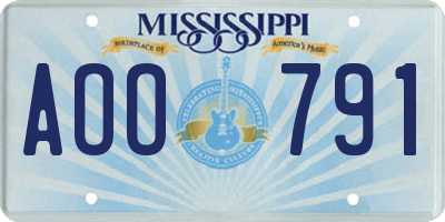 MS license plate AOO791
