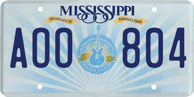 MS license plate AOO804