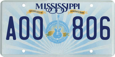 MS license plate AOO806
