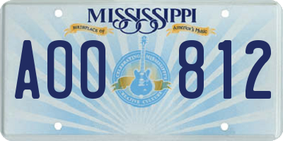 MS license plate AOO812