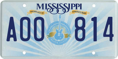 MS license plate AOO814