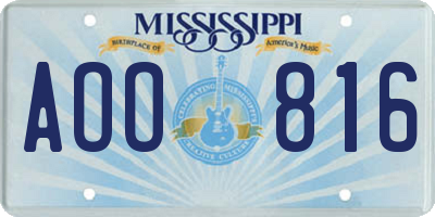 MS license plate AOO816