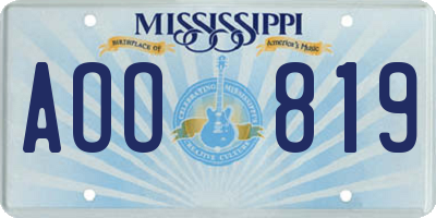 MS license plate AOO819