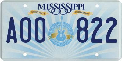MS license plate AOO822