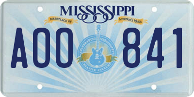 MS license plate AOO841