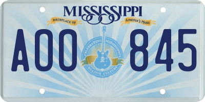 MS license plate AOO845