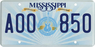 MS license plate AOO850