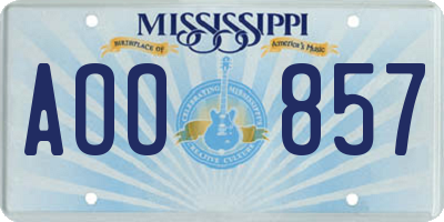 MS license plate AOO857