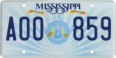 MS license plate AOO859