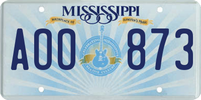 MS license plate AOO873