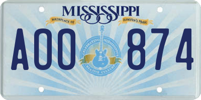 MS license plate AOO874