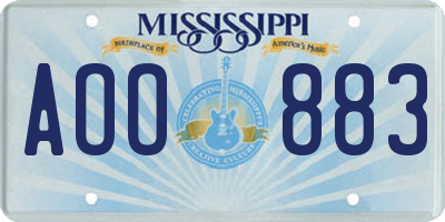 MS license plate AOO883
