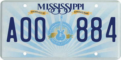 MS license plate AOO884