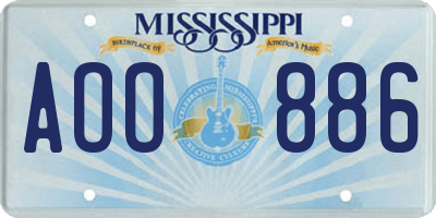 MS license plate AOO886