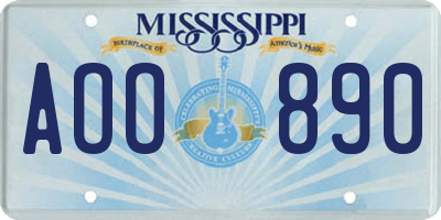 MS license plate AOO890