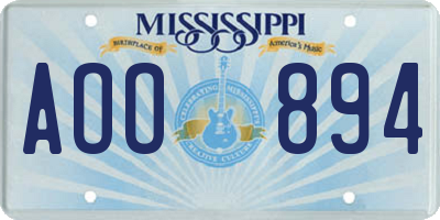 MS license plate AOO894