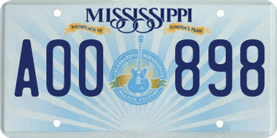 MS license plate AOO898
