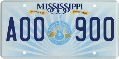 MS license plate AOO900