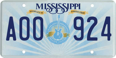 MS license plate AOO924