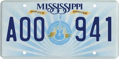 MS license plate AOO941