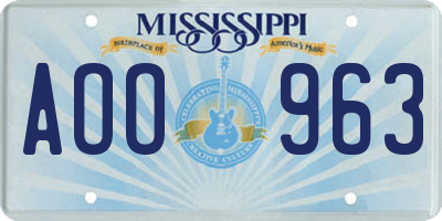 MS license plate AOO963