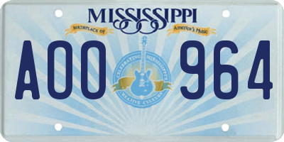 MS license plate AOO964