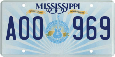 MS license plate AOO969