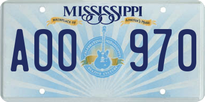 MS license plate AOO970