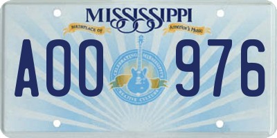 MS license plate AOO976