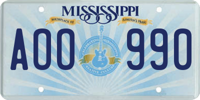 MS license plate AOO990