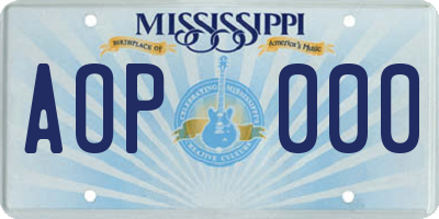 MS license plate AOP000