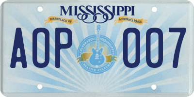 MS license plate AOP007