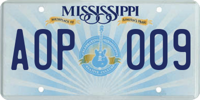 MS license plate AOP009
