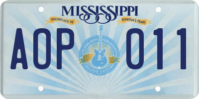 MS license plate AOP011