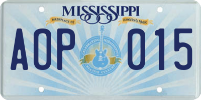 MS license plate AOP015