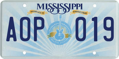 MS license plate AOP019