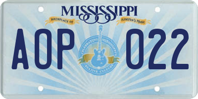 MS license plate AOP022