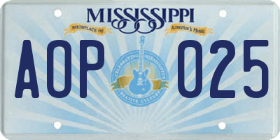 MS license plate AOP025