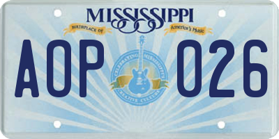 MS license plate AOP026