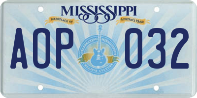 MS license plate AOP032