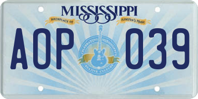 MS license plate AOP039