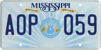 MS license plate AOP059