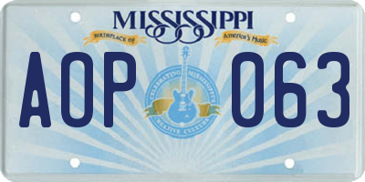 MS license plate AOP063