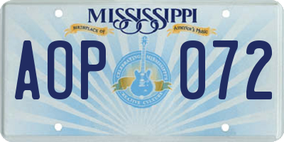 MS license plate AOP072