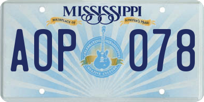 MS license plate AOP078